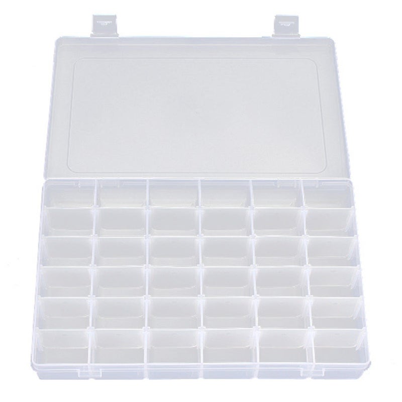 OULII Clear Plastic Jewelry Box Organizer Storage Container with Adjustable Dividers 36 Grids - Image 2
